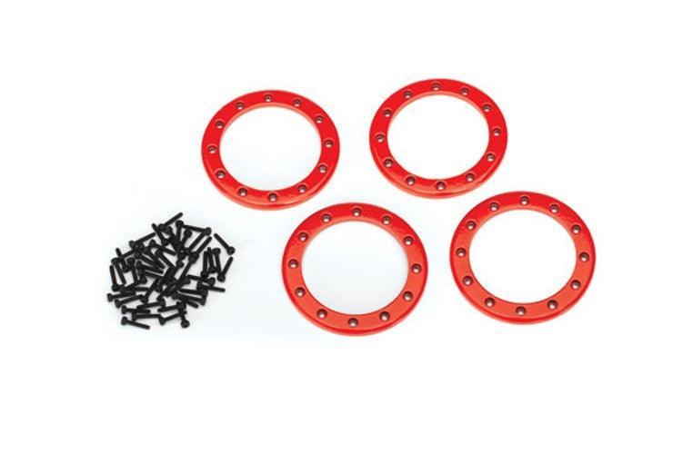 Traxxas 8168R Beadlock Rings Red (2.2') (Aluminum) (4) /2x10 CS (48) TRX-4