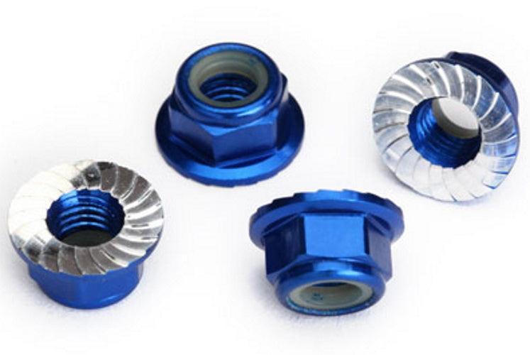 Traxxas Nuts 5mm Flanged Nylon Locking (Aluminum Blue-Anodized Serrated) Maxx