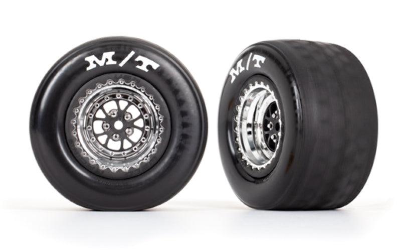 Traxxas Tires & Wheels Assembled (Weld chrome w/Black Wheels Tires) Drag Slash