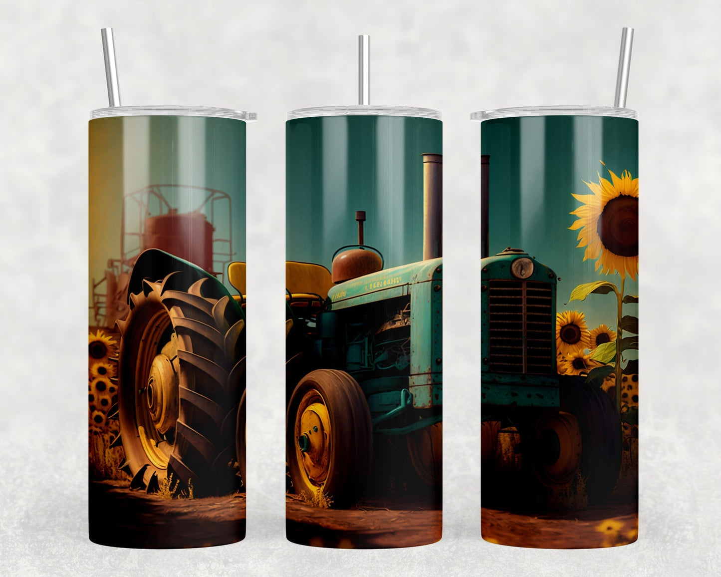 Tractor - 20 oz Steel Skinny Tumbler - Optional Blue Tooth Speaker - Speaker Color will Vary by Rowdy Ridge Co