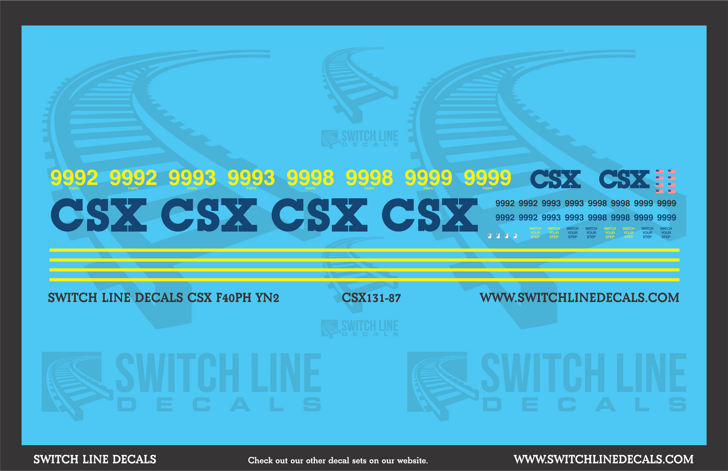HO Scale CSX F40PH YN2 Locomotive Decal Set