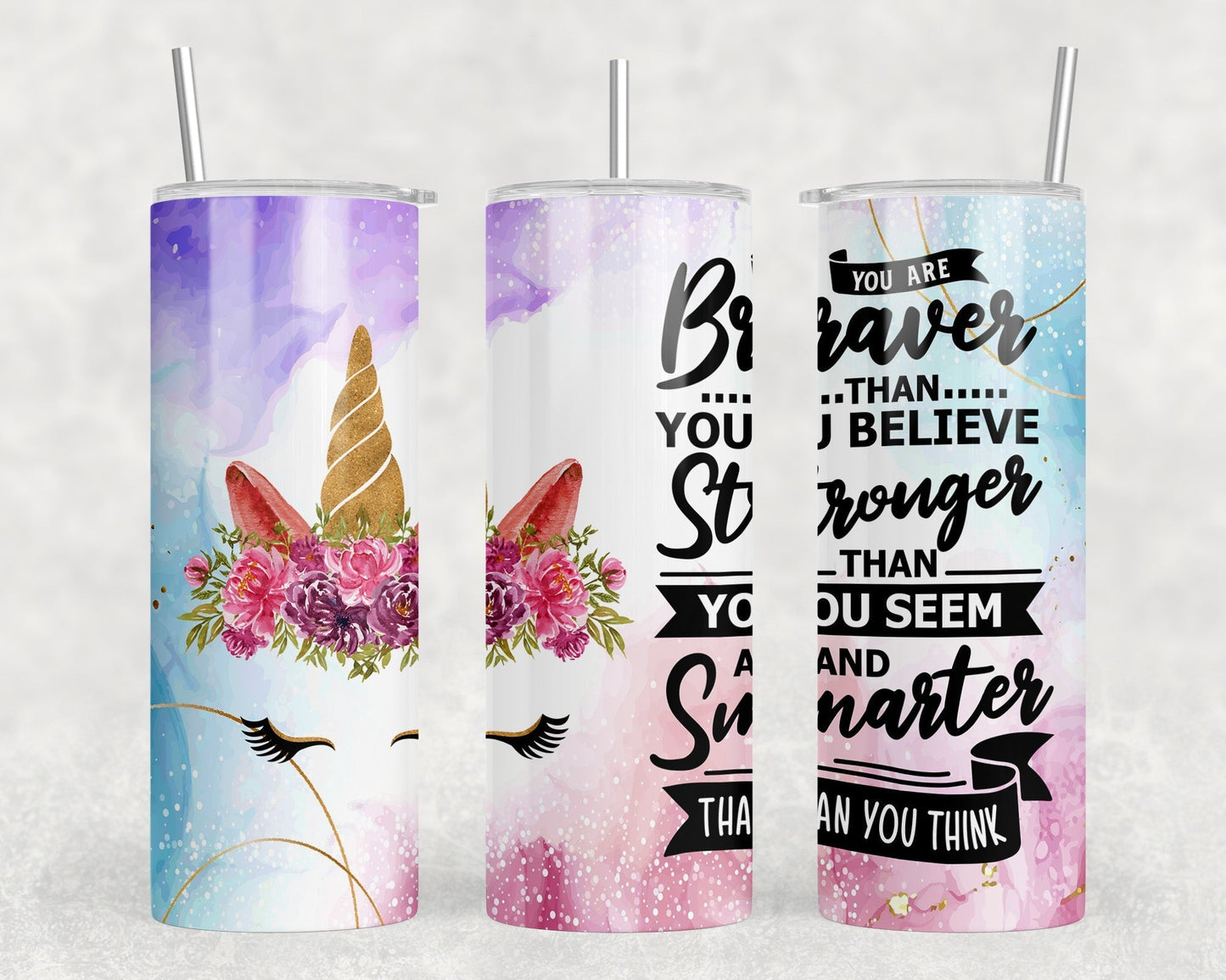 Unicorn - 20 oz Steel Skinny Tumbler - Optional Blue Tooth Speaker - Speaker Color will Vary by Rowdy Ridge Co