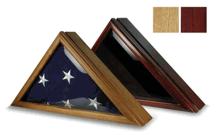 Marine Flag Display Case for 5Ft X 9.5Ft Flag, cherry or oak finish