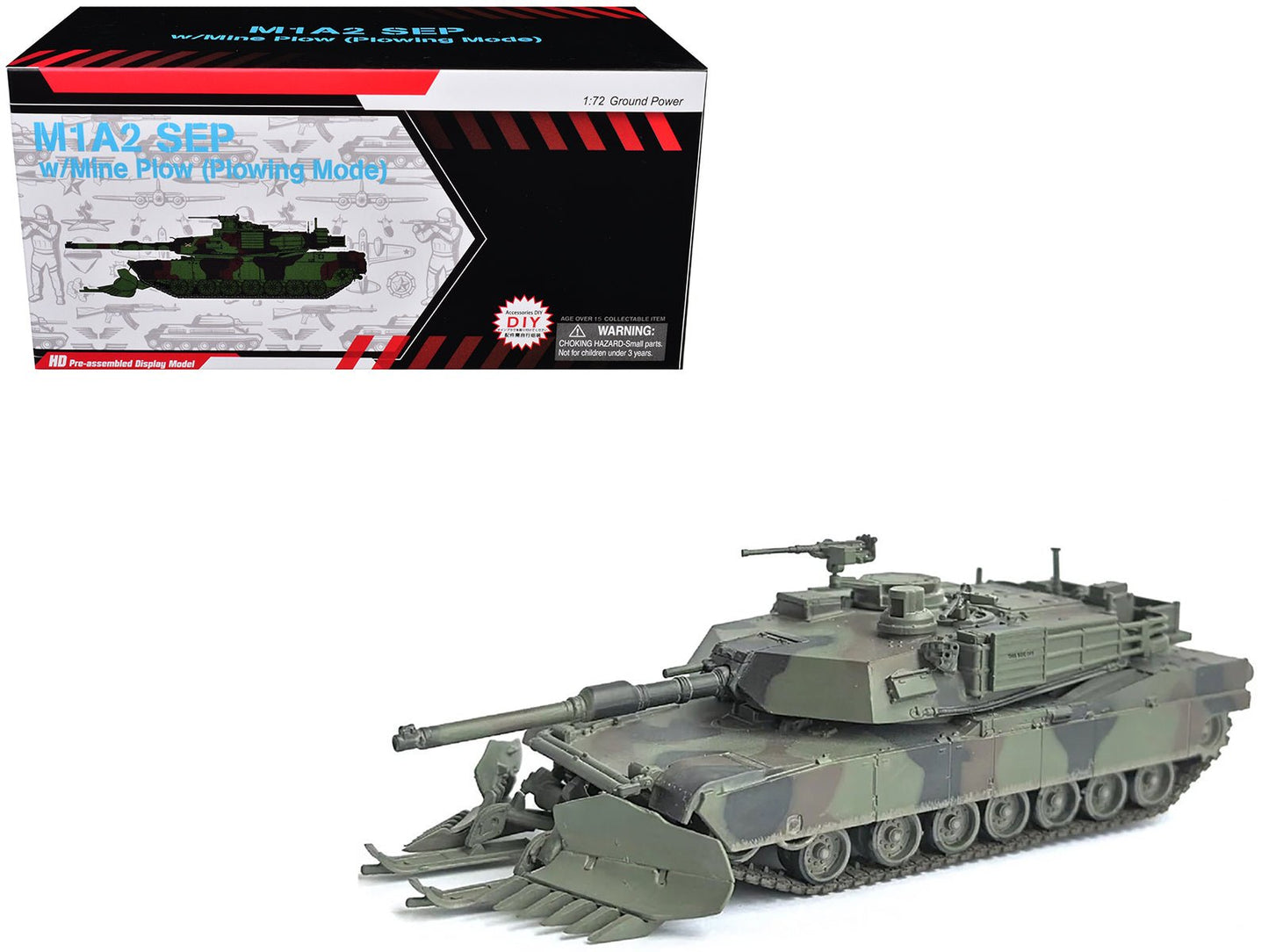 United States M1A2 SEP (System Enhancement Package) Tank with Mine Plow (Plowing Mode) "United States Army 1st Battalion 16th Cav. Reg. Fort Knox" (2002)" Green Camouflage "NEO Dragon Armor" Series 1/72 Plastic Model by Dragon Models free shipping USA