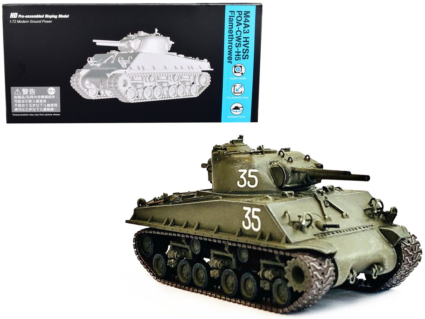 United States M4A3 HVSS POA-CWS-H5 Flamethrower Tank Olive Drab #35 "Hawaii" (1951) "NEO Dragon Armor" Series 1/72 Plastic Model by Dragon Models free shipping USA