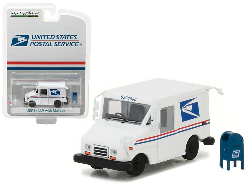 "United States Postal Service" (USPS) Long Life Postal Mail Delivery Vehicle (LLV) with Mailbox Accessory "Hobby Exclusive" 1/64 Diecast Model Car by Greenlight free shipping USA