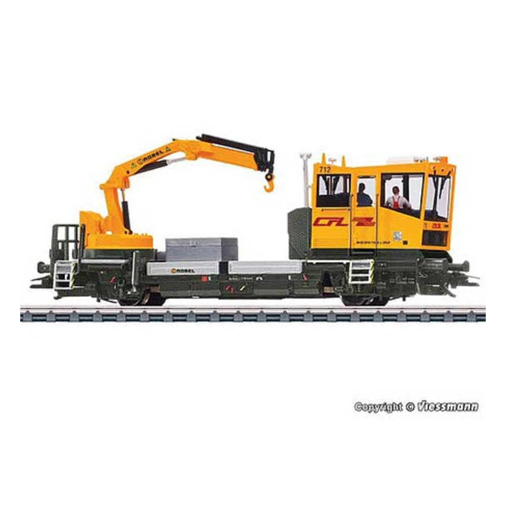 Viessmann 26828 HO Scale Robel 54.22 Track Maintenance Car with Working Crane, Sound and DCC -- Luxembourg Railways CFL (yellow, black)