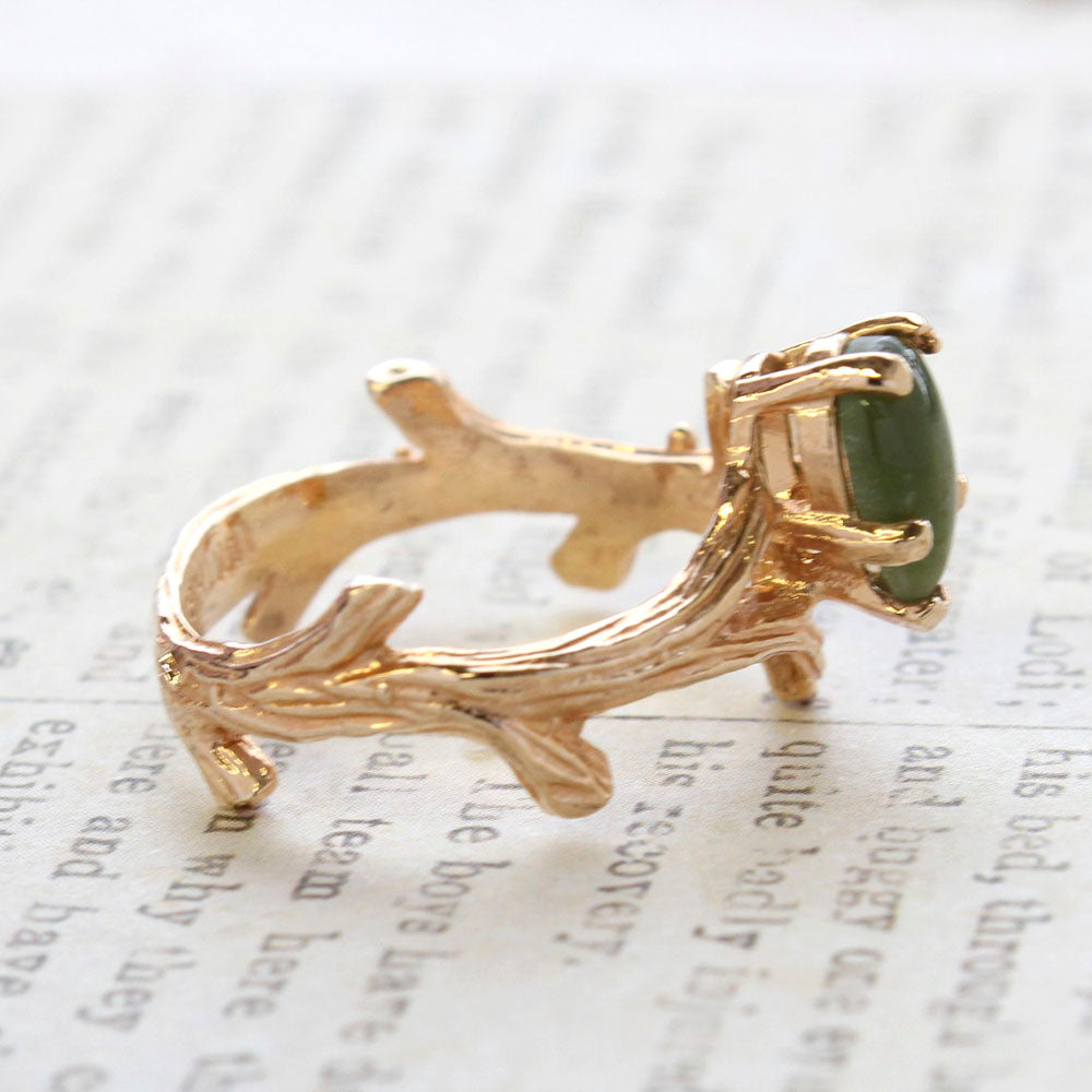 Vintage Ring Genuine Opal 18k Yellow Gold Electroplate Twig Style Band Ring made in the USA by PVD Vintage Jewelry