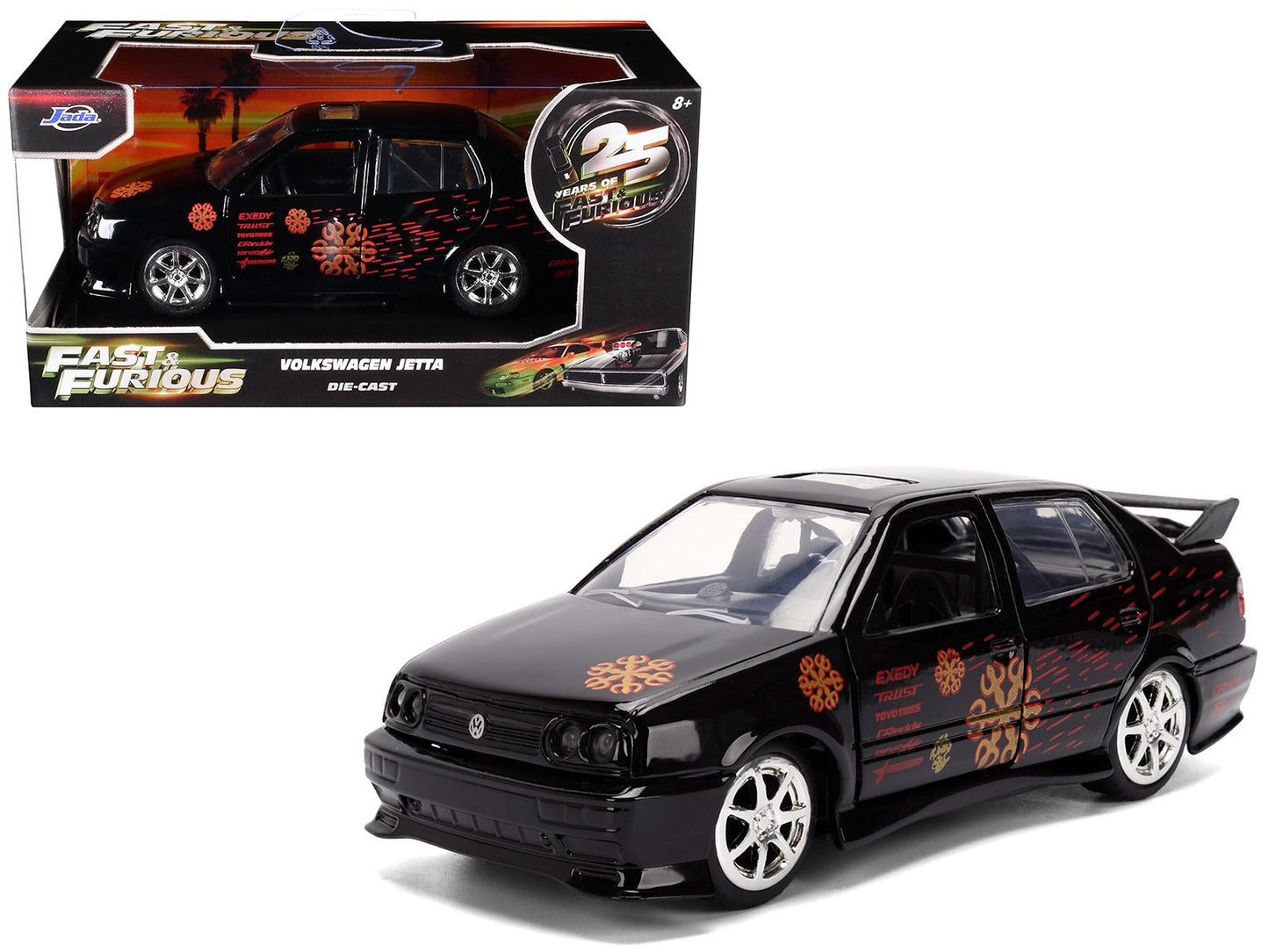 Volkswagen Jetta Black with Graphics "Fast & Furious Remix - 25th Anniversary" Series 1/32 Diecast Model Car by Jada free shipping USA