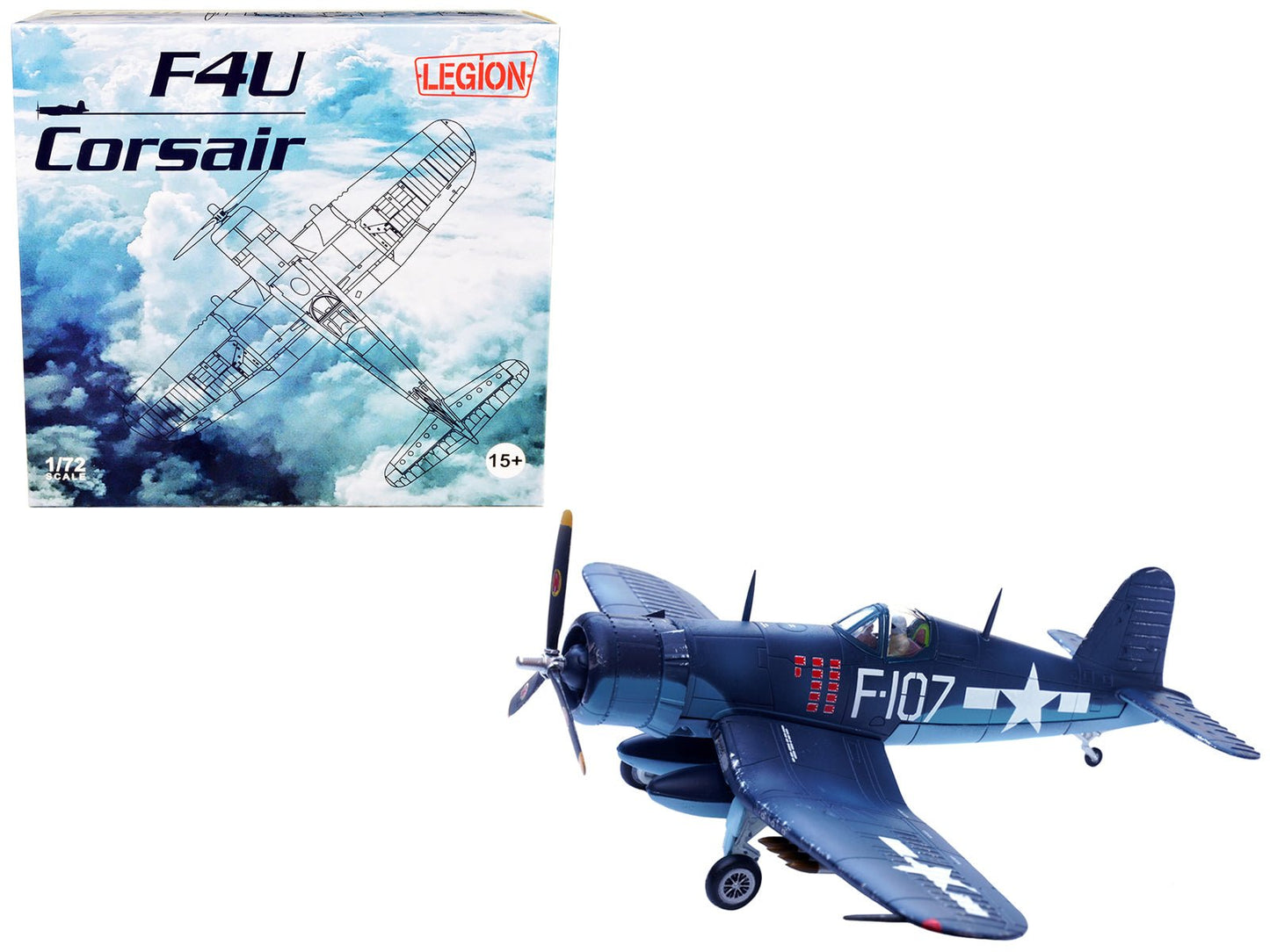 Vought F4U-1D Corsair Fighter Plane "1st Lt. Phillip DeLong Marine Fighter Squadron (VMF-224)" (1945) 1/72 Diecast Airplane Model by Legion free shipping USA