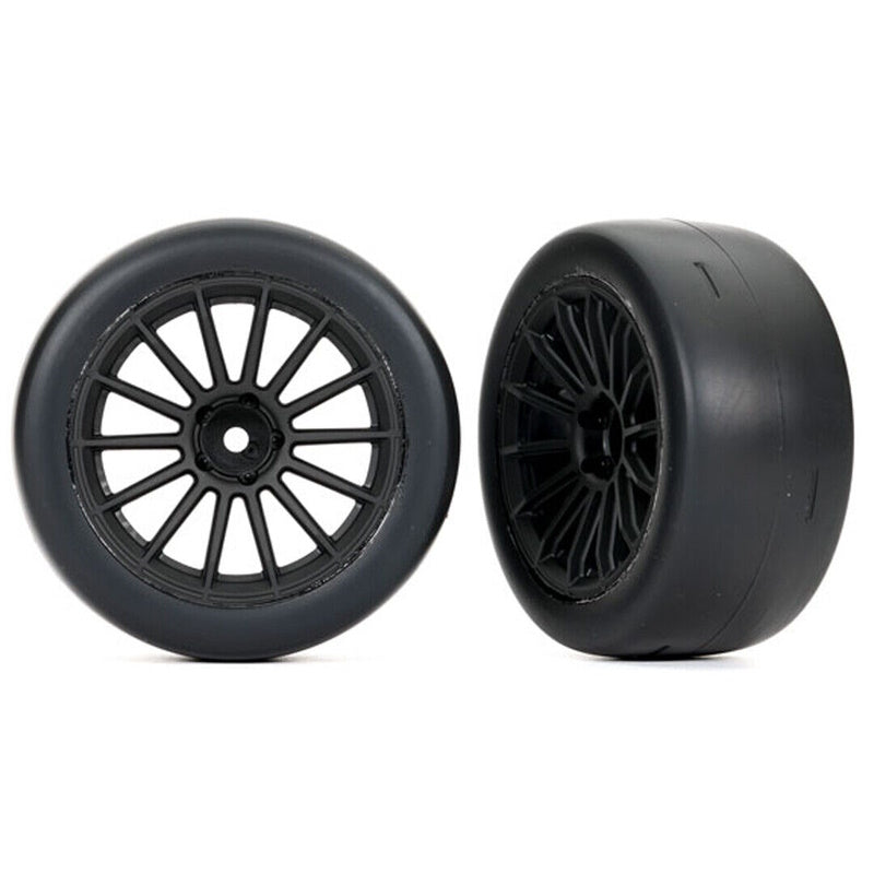 Traxxas 9375 Tires & wheels black wheels 2.0' ultra-wide slick tires rear (2)