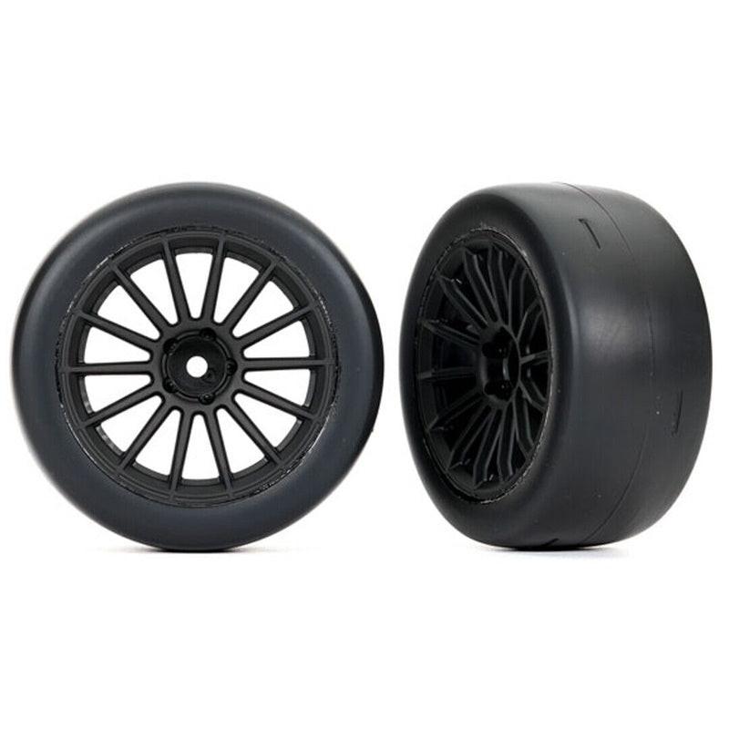 Traxxas 9375 Tires & wheels black wheels 2.0' ultra-wide slick tires rear (2)