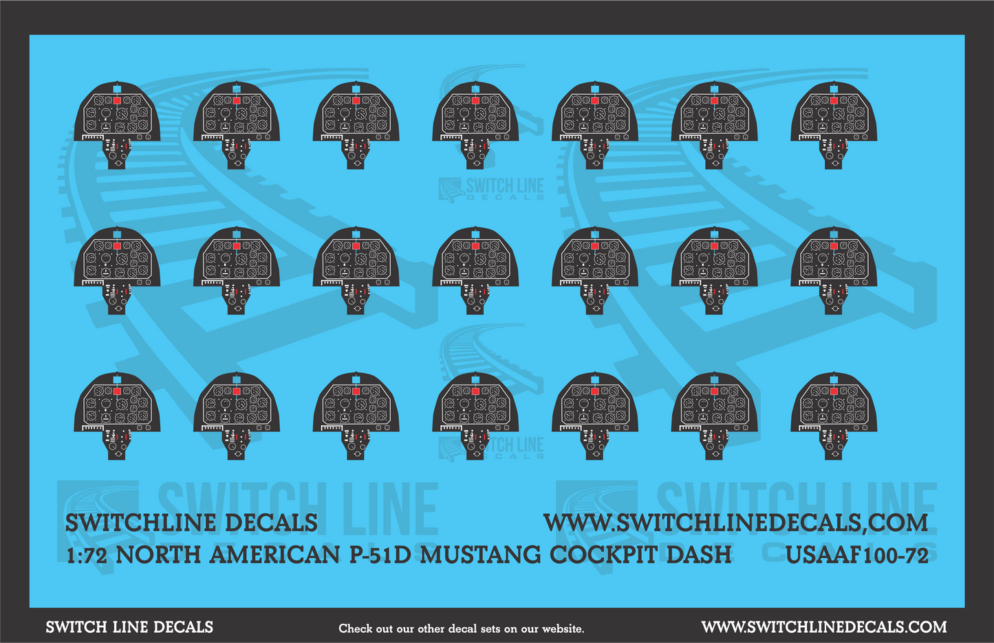 1:72 USAAF North American P-51D Mustang Cockpit Dash Decal Set