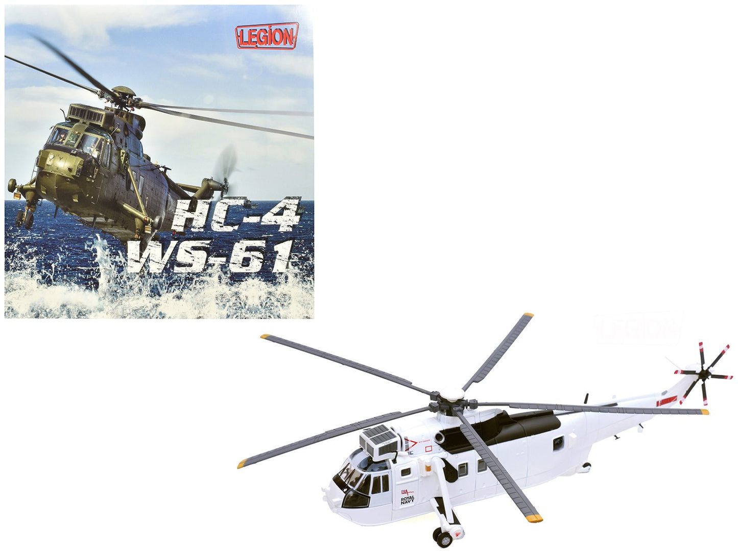 Westland Sea King HC.4 Helicopter "White Livery 845 Naval Air Squadron United Nations Protection Force Bosnia/Croatia" (1995) British Royal Navy 1/72 Diecast Model by Legion free shipping USA
