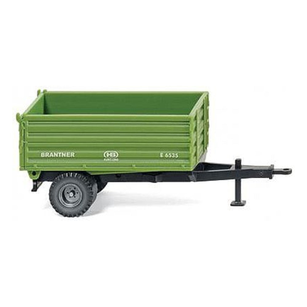 Wiking 38810 HO Scale Brantner Single-Axle Tipper Farm Trailer - Assembled -- Green