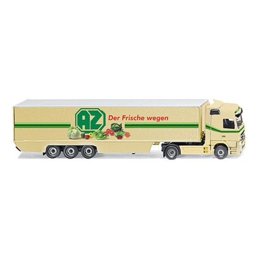 Wiking 52804 HO Scale Mercedes Benz Actros Tractor w/Reefer Trailer -- AZ Kempen (yellow, green)