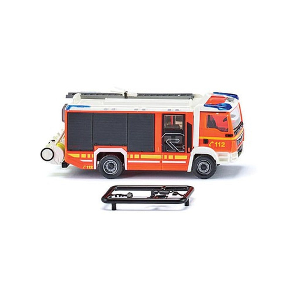 Wiking 61244 HO Scale MAN TGM Euro 6 Rosenbauer AT LF Fire Truck - Assembed -- Fire Department (orange, yellow, black, white, German Lettering)