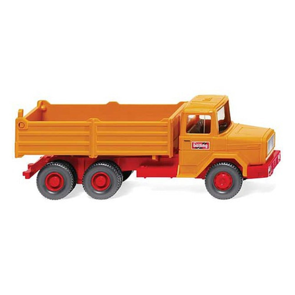Wiking 67308 HO Scale 1970-1978 Magirus Deutz High-Side Dump Truck - Assembled -- Bolling (orange, red, German Lettering)
