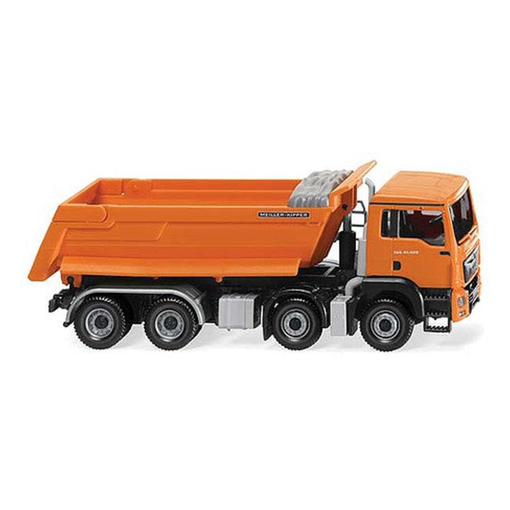 Wiking 67448 HO Scale MAN TGS Euro 6 with Dump Trailer - Assembled -- Meiller (orange, German Lettering)
