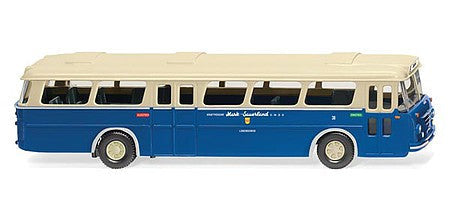 Wiking 72103 HO Scale 1962-1964 Bussing Senator Bus - Assembled -- Mark Sauerland (blue, ivory, German Lettering)