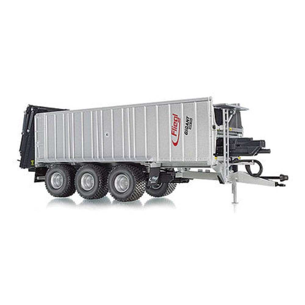 Wiking 77322 11689 Scale Fliegl ASW391 Farm Trailer w/Spreader Mechanism - Assembled -- Silver, Black, Red (German Lettering)