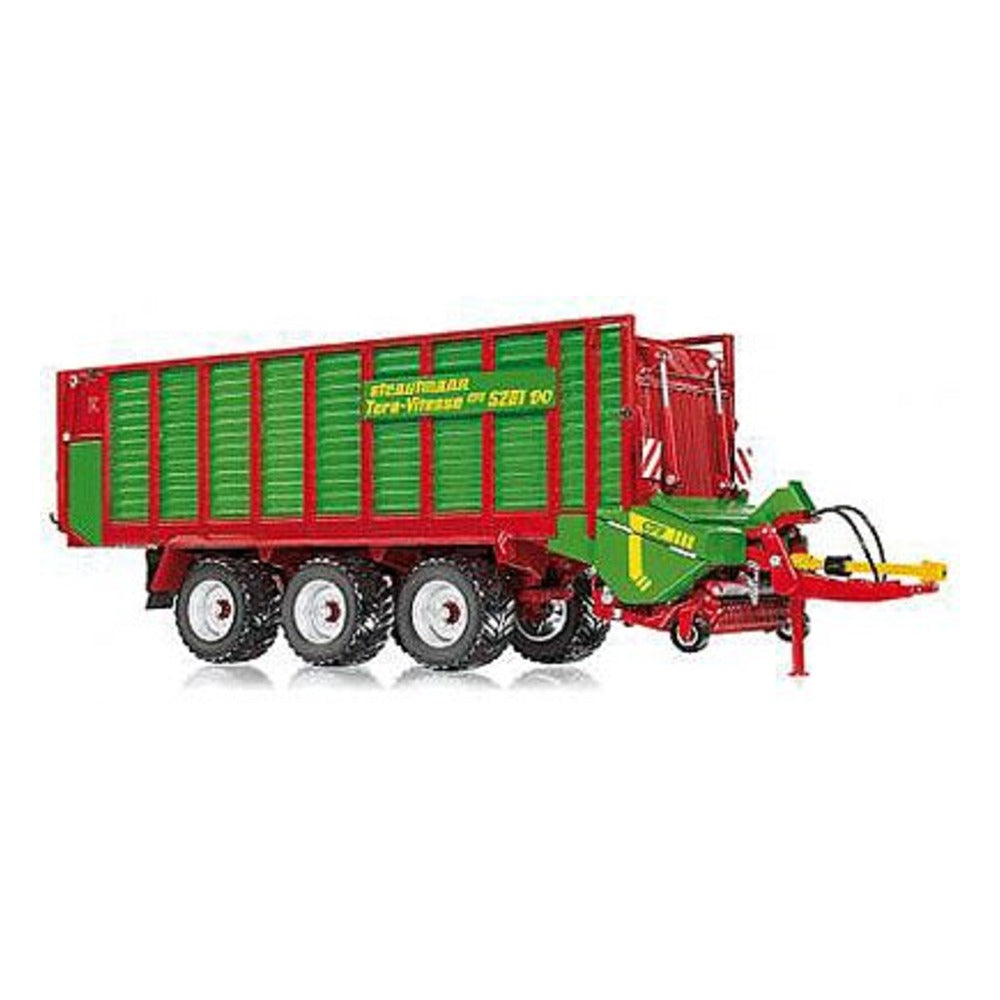 Wiking 77336 11689 Scale Strautmann Tera-Vitesse Trailer w/Forage Trailer - Assembled -- Green, Red