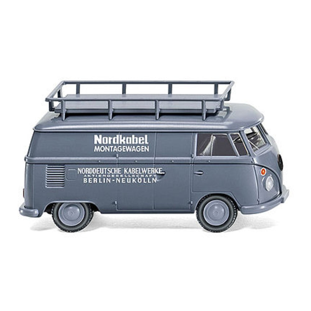 Wiking 79715 HO Scale 1963 Volkswagen T1 Cargo Van - Assembled -- Nordkabel (gray, white, German Lettering)