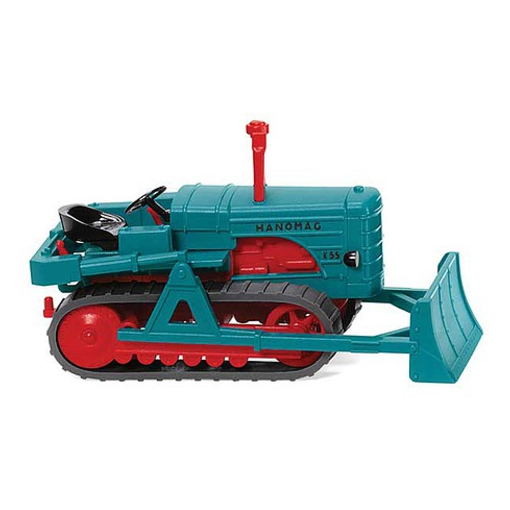 Wiking 84437 HO Scale 1952-1960 Hanomag K55 Crawler Tractor - Assembled -- Blue, Red