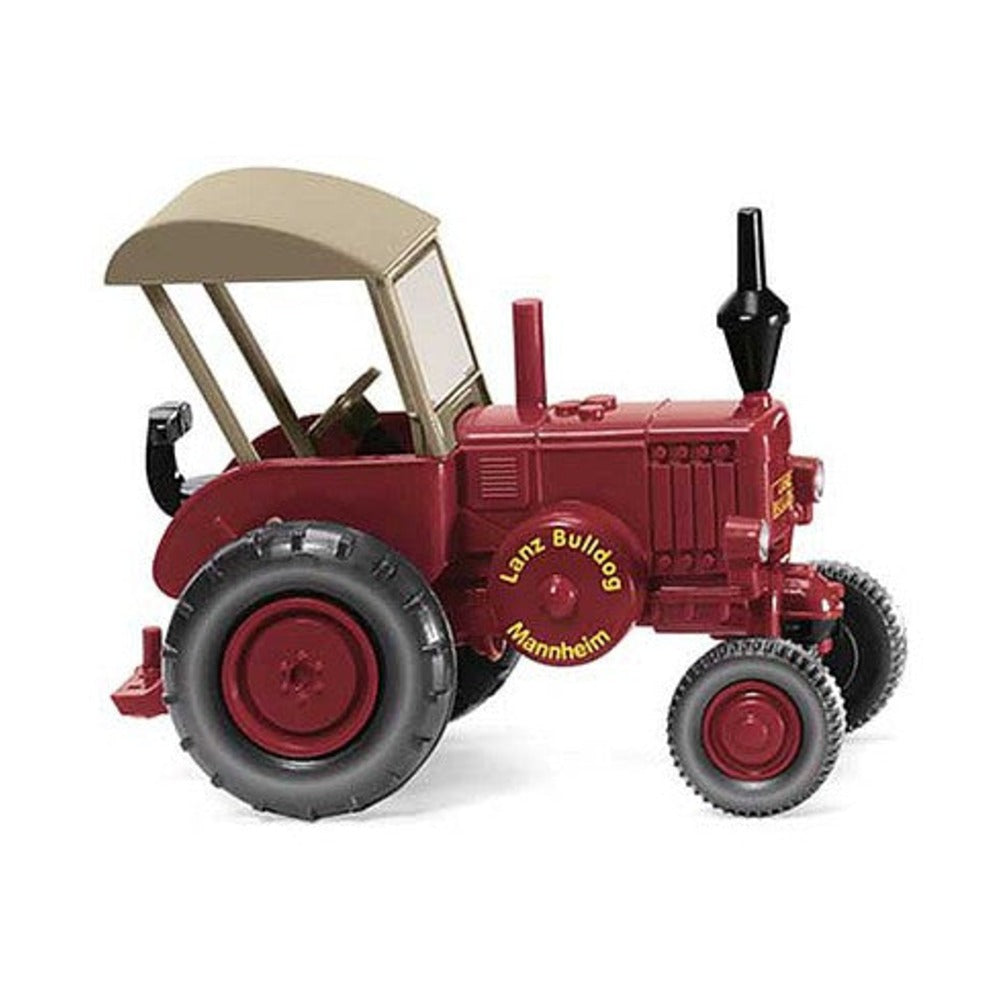 Wiking 88009 HO Scale 1936 Lanz Bulldog Farm Tractor with Roof - Assembled -- Red, Beige