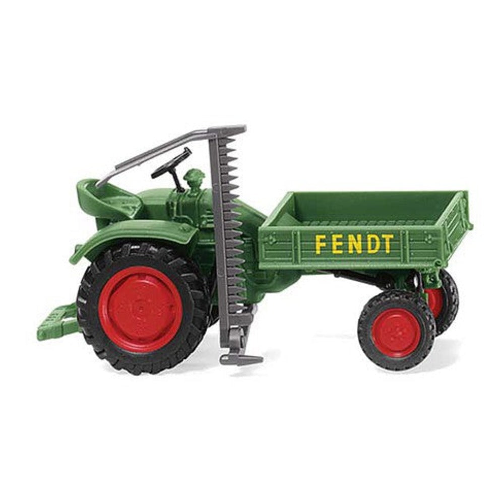 Wiking 89938 HO Scale 1968 Fendt Equipment Carrier with Cutter - Assembled -- Green, Red