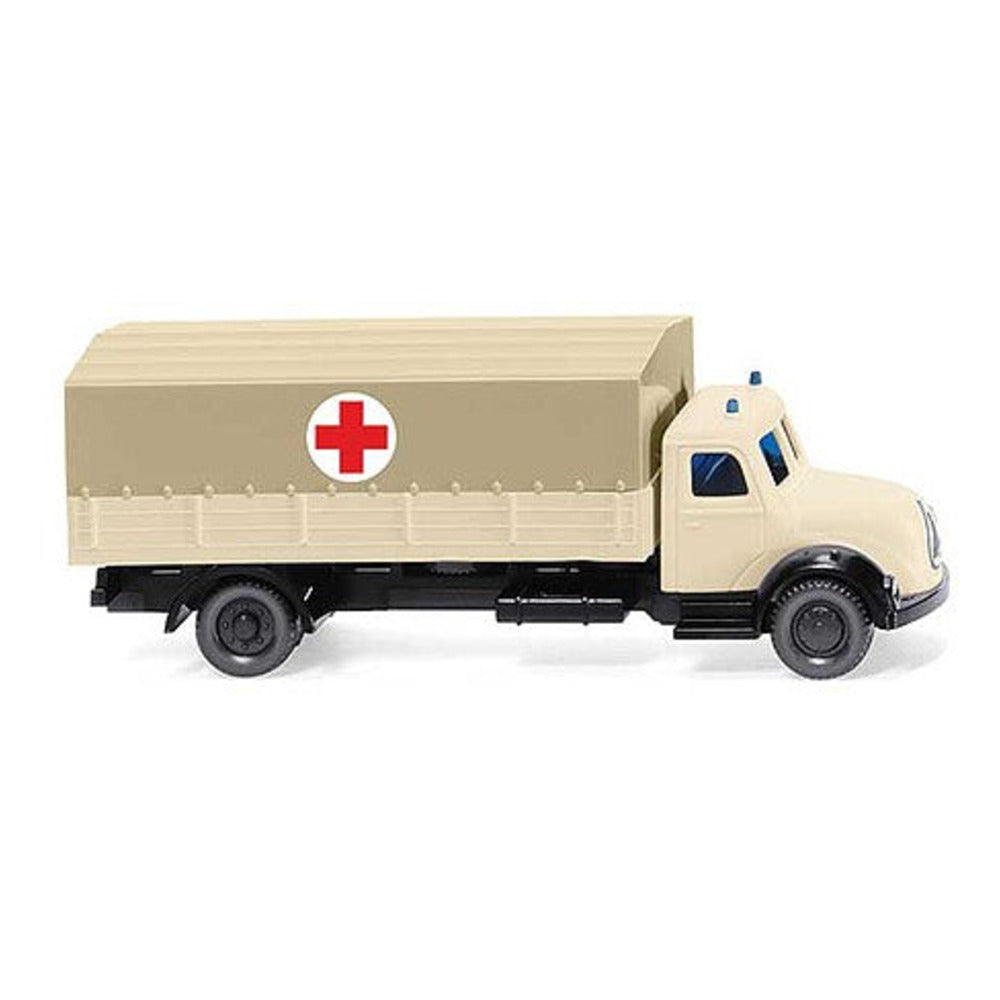 Wiking 94904 N Scale 1958-1967 Magirus Low-Side Truck - Assembled -- German red Cross DRK (beige)