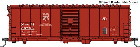 Walthers Mainline 1195 HO Scale 40' Association of American Railroads AAR Modernized 1948 Boxcar - Ready to Ru -- National Railways of Mexico NdeM #66830 (Boxcar Red, Small Shield Logo)