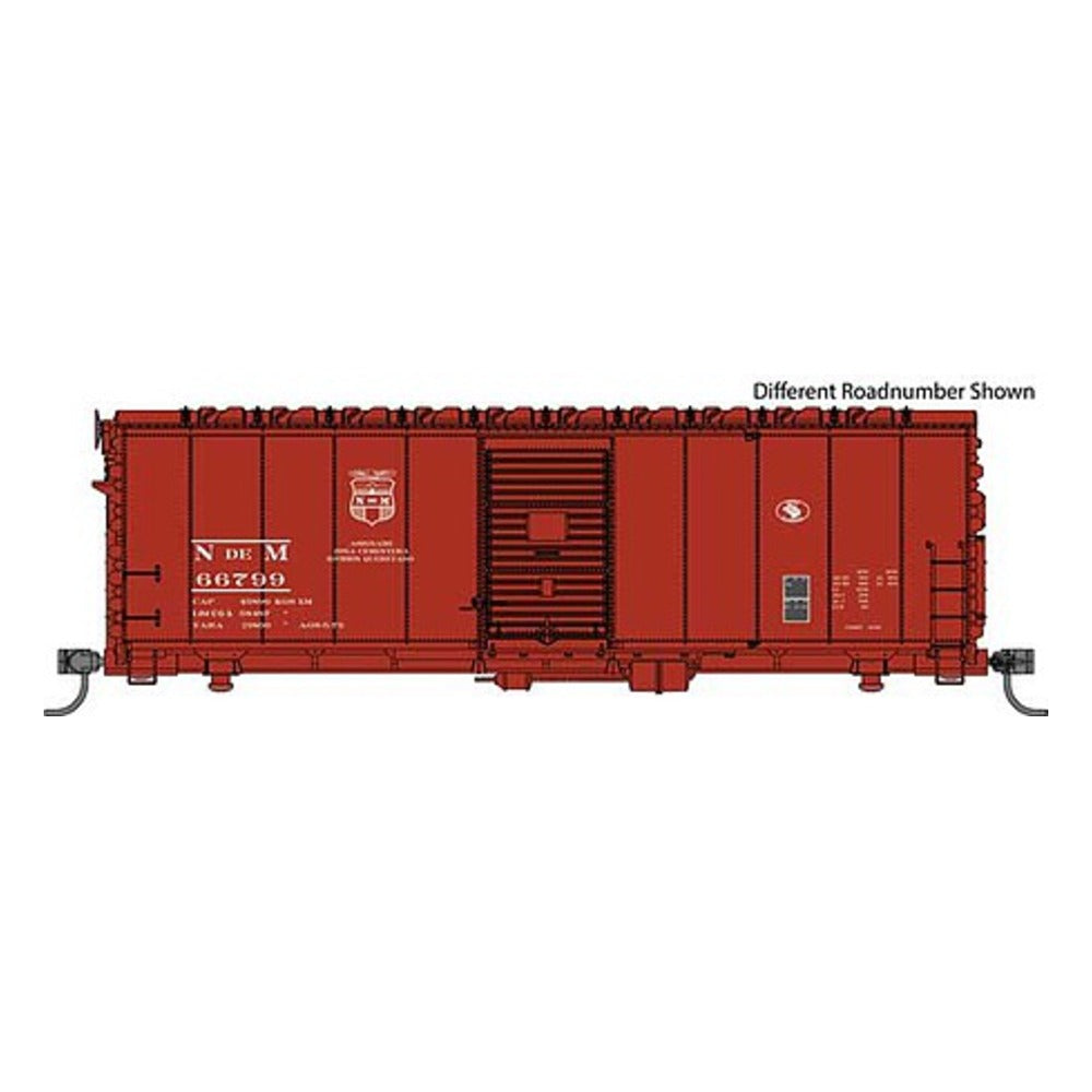 Walthers Mainline 1195 HO Scale 40' Association of American Railroads AAR Modernized 1948 Boxcar - Ready to Ru -- National Railways of Mexico NdeM #66830 (Boxcar Red, Small Shield Logo)