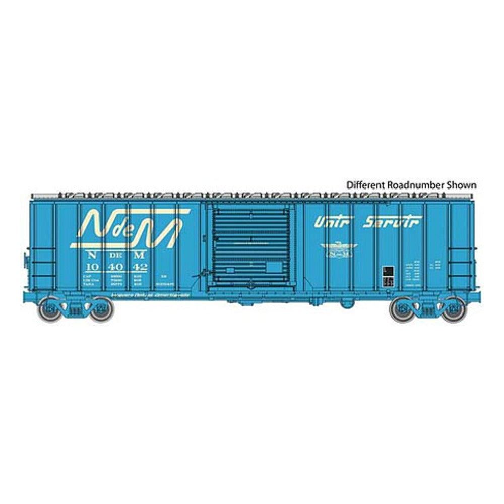 Walthers Mainline 910-1815 HO Scale 50' ACF Exterior Post Boxcar - Ready to Run -- National Railways of Mexico #104889 (blue, white; Large Logo, "Unir Servir")