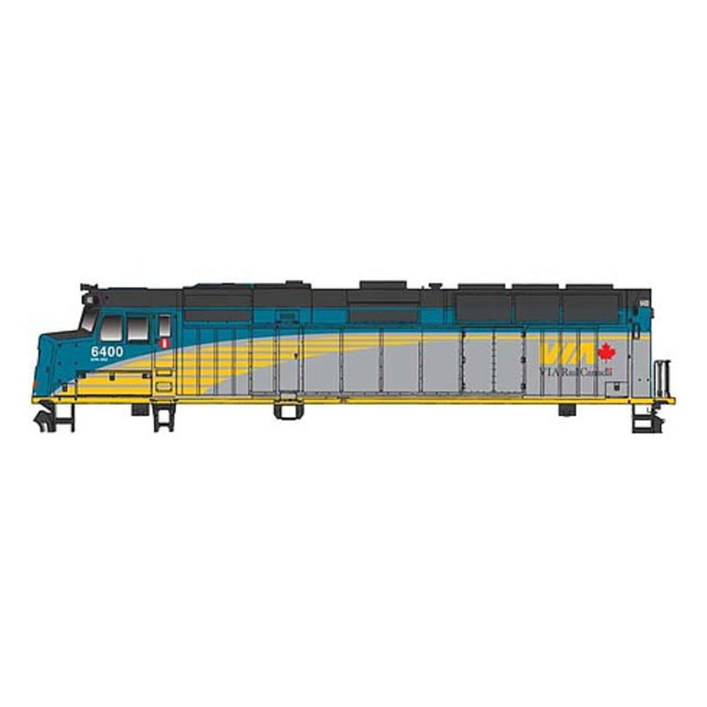 Walthers Mainline 910-19471 HO Scale EMD F40PH - ESU Sound and DCC -- VIA Rail Canada #6400 (Renaissance Scheme, gray, green, yellow, black)