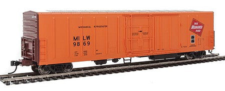 Walthers Mainline 3932 HO Scale 57' Mechanical Reefer - Ready to Run -- Milwaukee Road #9869 (orange, Boxcar Red, red)