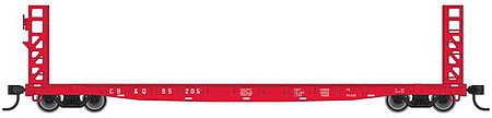 Walthers Mainline 5907 HO Scale 53' GSC Bulkhead Flatcar - Ready to Run -- Chicago, Burlington & Quincy #95205 (red)