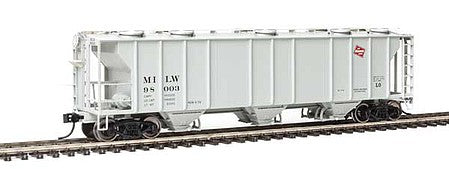 Walthers Mainline 7021 HO Scale 50' Pullman-Standard PS-2 2893 3-Bay Covered Hopper - Ready to Run -- Milwaukee Road #98003