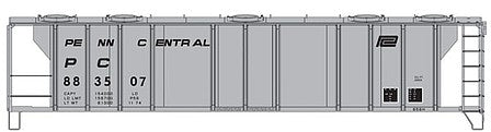 Walthers Mainline 7029 HO Scale 50' Pullman-Standard PS-2 2893 3-Bay Covered Hopper - Ready to Run -- Penn Central #883507