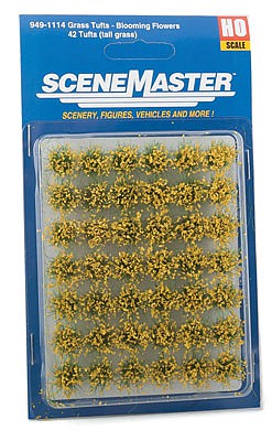 Walthers Scenemaster 1114 HO Scale Blooming Flowers 1/2" 1.2cm Tall -- Yellow pkg(42)