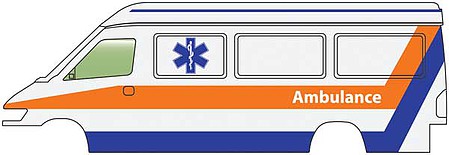 Walthers SceneMaster 949-12201 HO Scale Service Van - Assembled -- Ambulance (white, orange, blue)