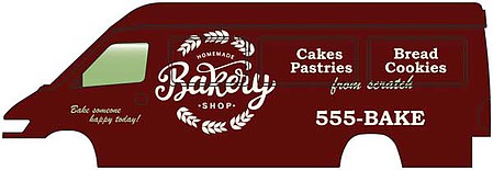 Walthers SceneMaster 949-12202 HO Scale Delivery Van - Assembled -- Homemade Bakery Shop (maroon, white)