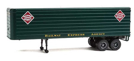 Walthers SceneMaster 949-2425 HO Scale 35' Fluted-Side Trailer 2-Pack - Assembled -- Railway Express Agency (dark green, white, gold)