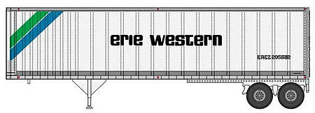 Walthers SceneMaster 949-2511 HO Scale 40' Trailmobile Trailer 2-Pack - Assembled -- Erie Western (white, black, blue, green)