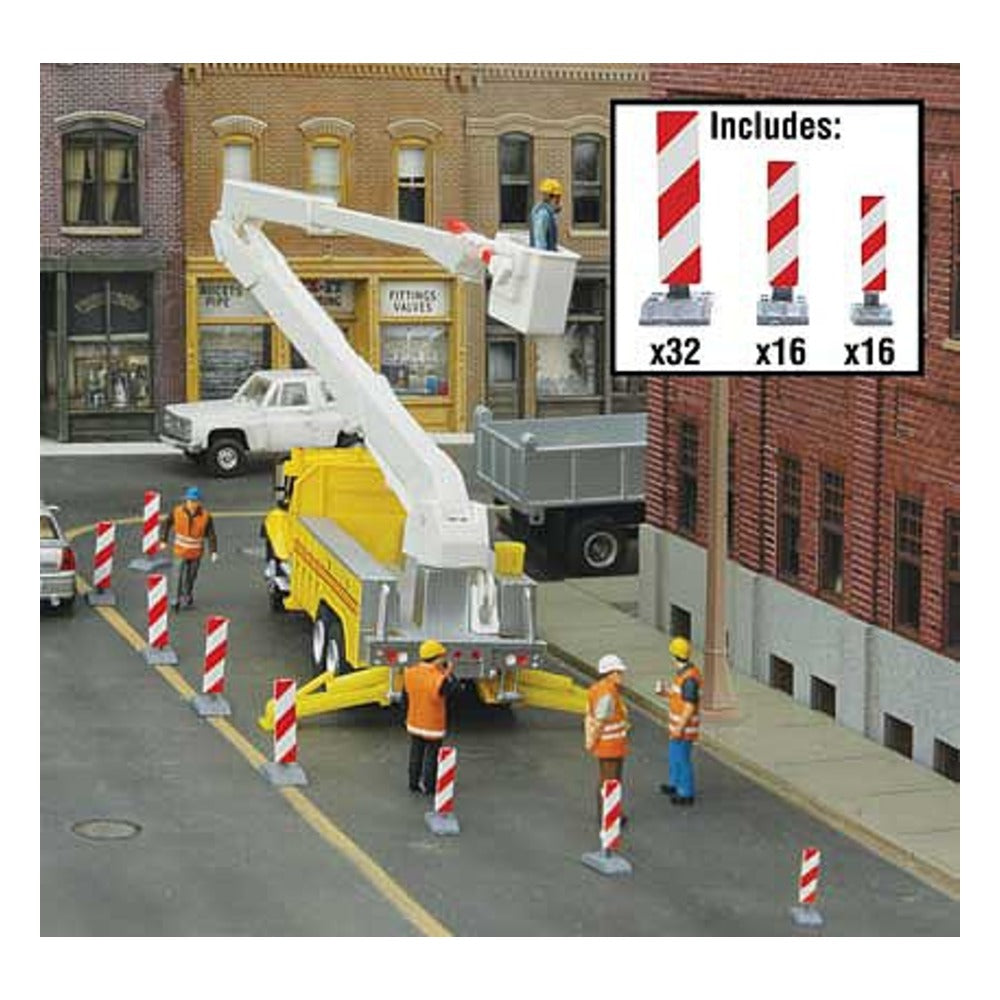 Walthers SceneMaster 949-4169 HO Scale Construction Lane Markers -- Kit (white, red stripes)