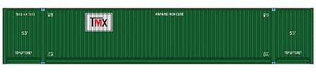 Walthers SceneMaster 949-8539 HO Scale 53' Singamas Corrugated-Side Container - Assembled -- TMX Intermodal (green, white, black, red)