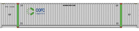 Walthers SceneMaster 949-8540 HO Scale 53' Singamas Corrugated-Side Container - Assembled -- COFC (gray, green)