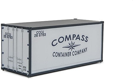 Walthers SceneMaster 949-8664 HO Scale 20' Smooth-Side Container - Ready to Run -- Compass Container Company (white, blue)