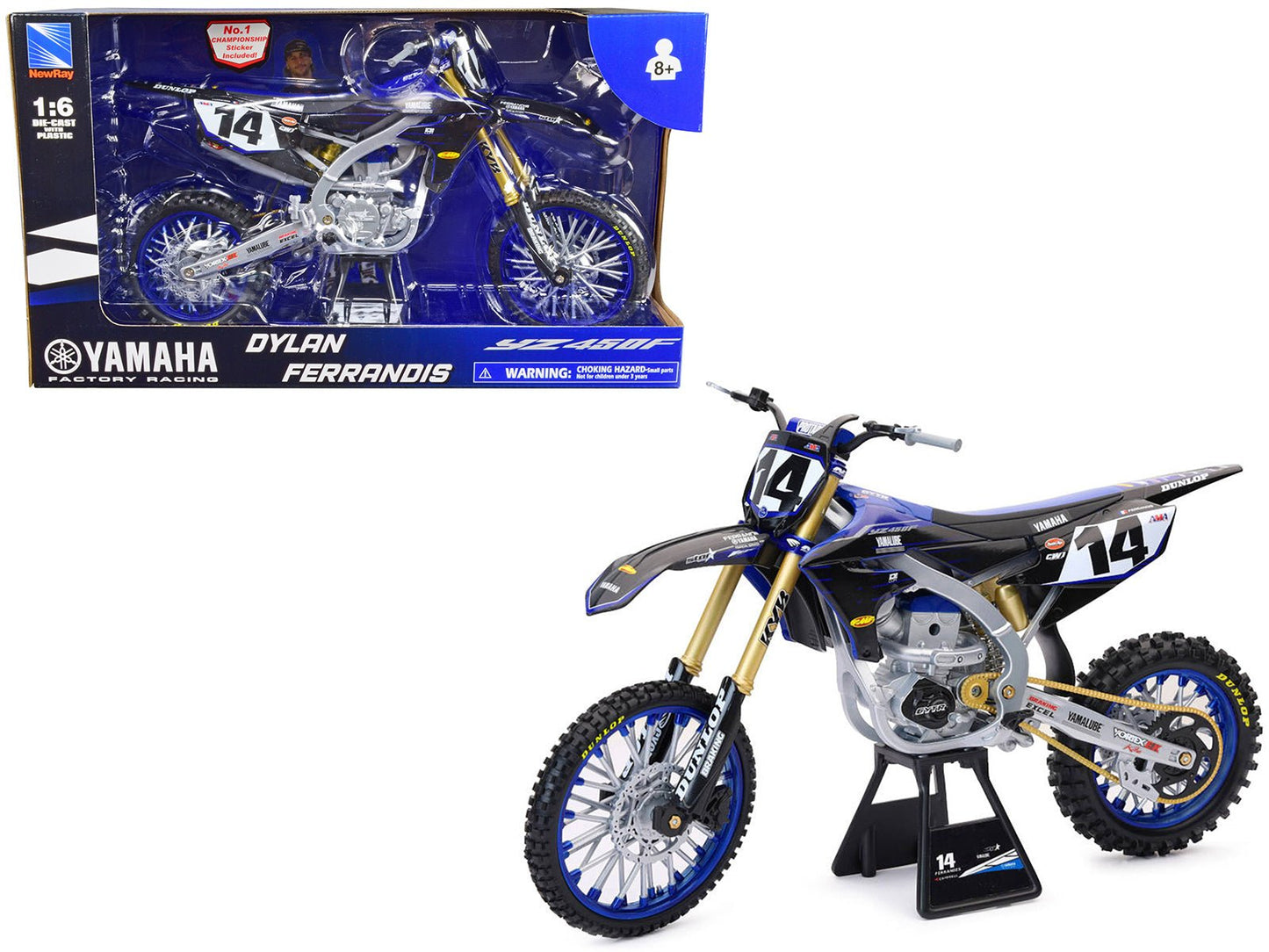 Yamaha YZ450F Motorcycle #14 Dylan Ferrandis "Yamaha Factory Racing" 1/6 Diecast Model by New Ray free shipping USA