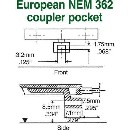 kadee #20 HO NEM 362 European-Style Couplers Extra Long 12.30mm .484 inch 31/64"